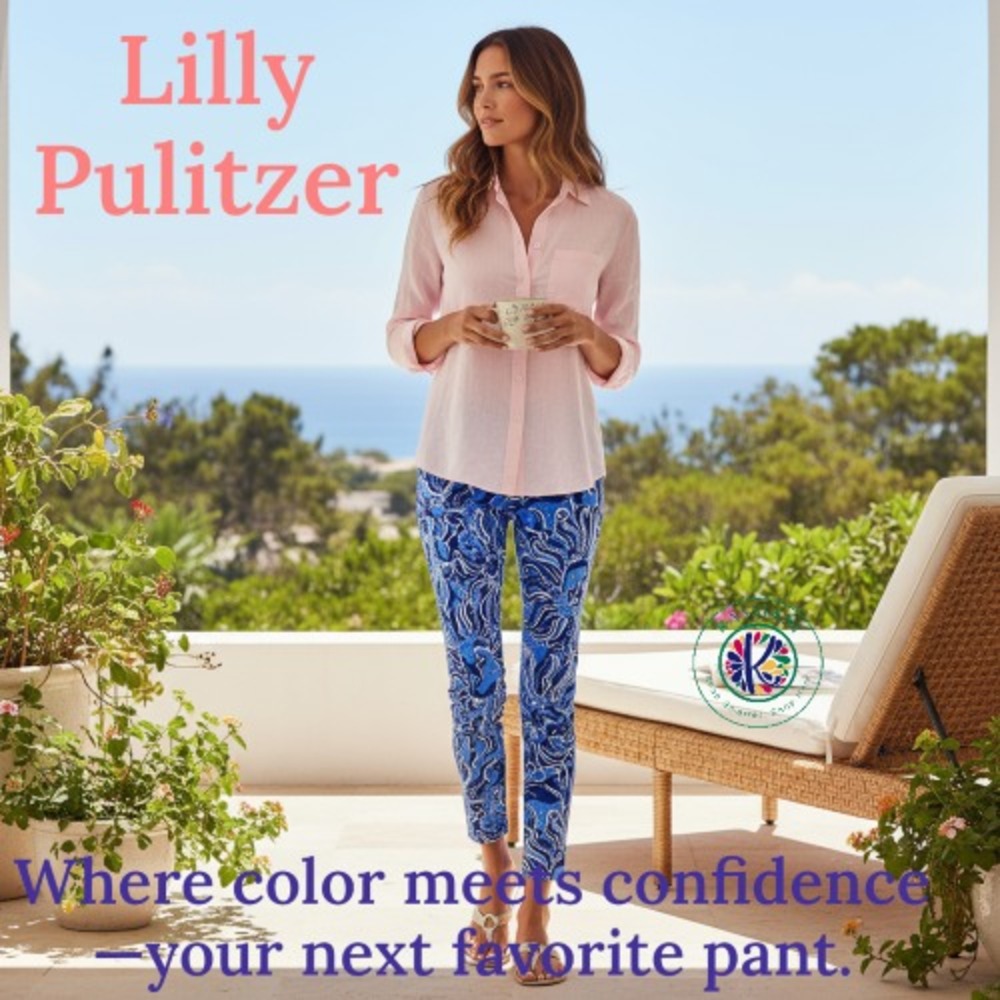 Lilly Pulitzer Women's South Ocean Crop Pants – Size 2 Low-Rise Skinny Fit Coas